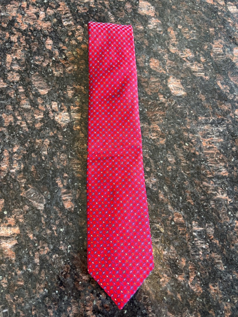 Men’s Charles Tyrwhitt Red 100% Silk Tie with Micro Pattern Made in England